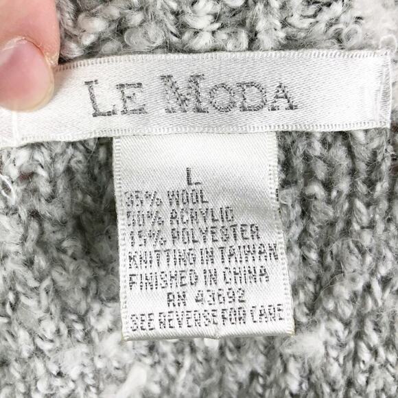 Le Moda Gray Wool Blend Button Up Coat Large - Picture 16 of 16